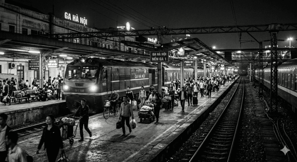 사파 가는 법 - 하노이 기차역 야간 플랫폼