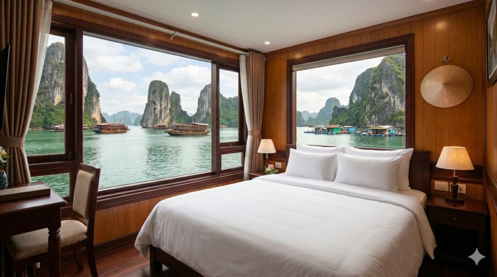 하롱베이 중급 크루즈 객실 바다 뷰