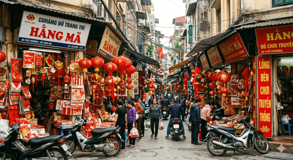 하노이 구시가지 36거리 항마 거리 색지 장식 가게