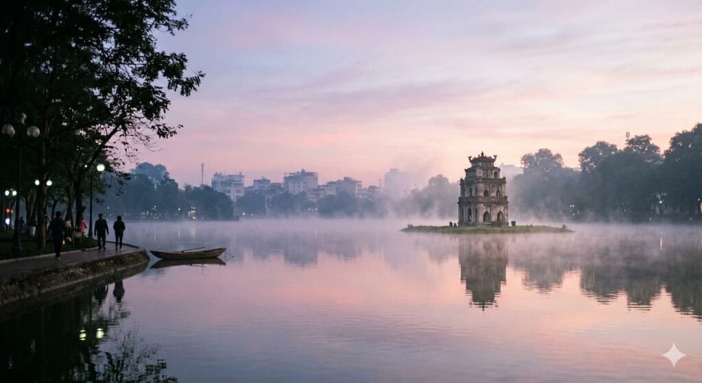 호안끼엠 호수 새벽 풍경