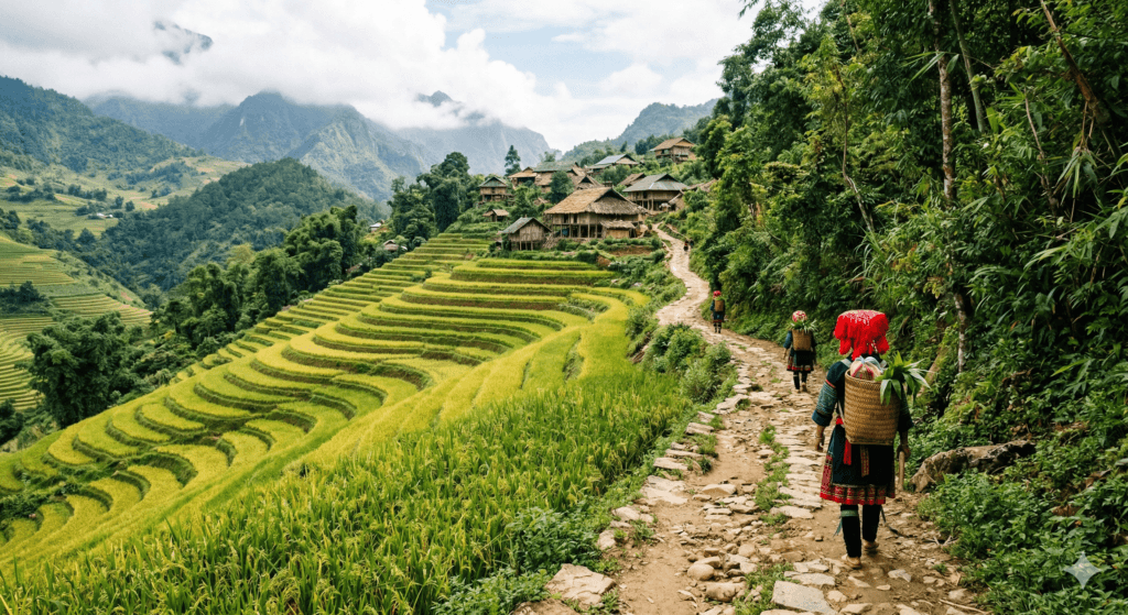 레드다오족 마을 산길