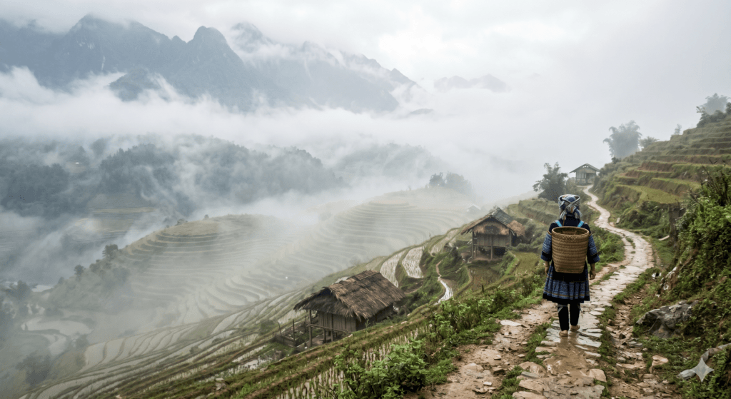 사파 따판 마을 산속 오솔길