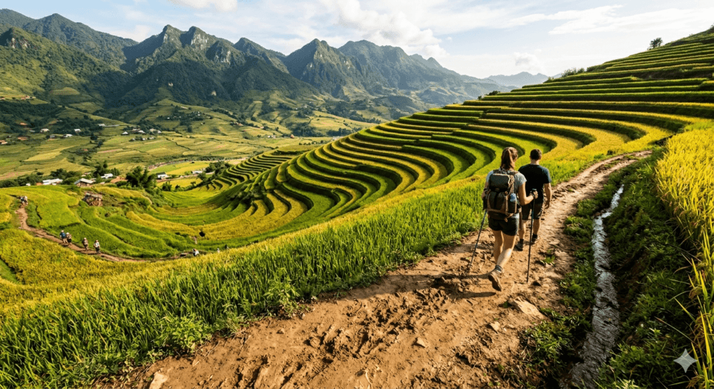 사파 트레킹 계단식 논 전경