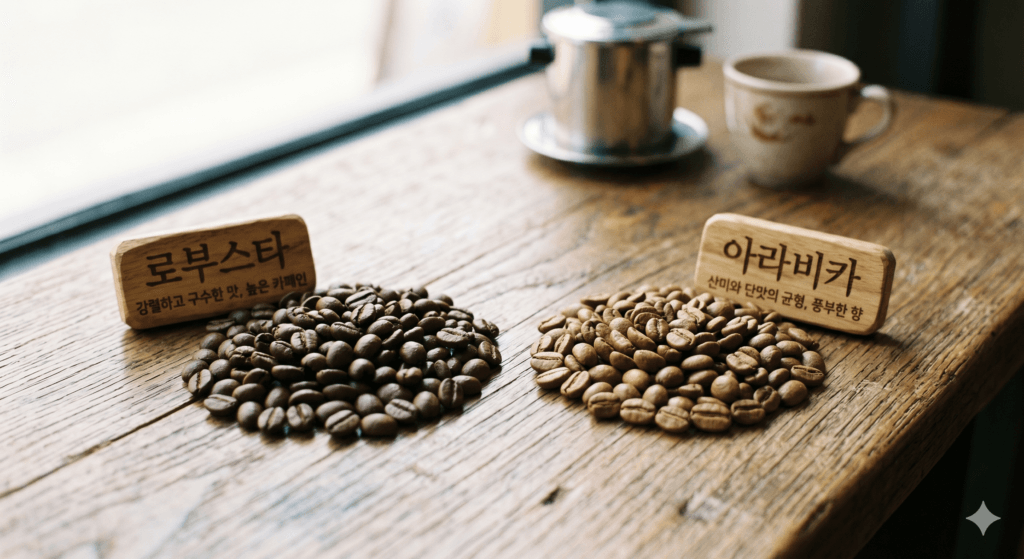 베트남 커피 종류 로부스타와 아라비카 원두 비교