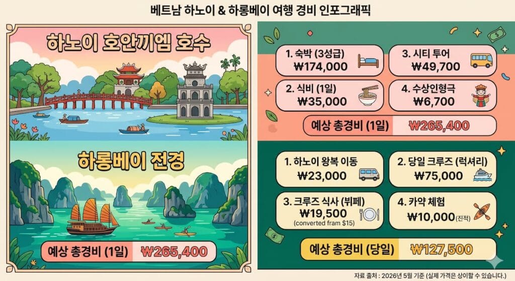 베트남 여행 경비 완전 공개 2026 — 북부 가이드