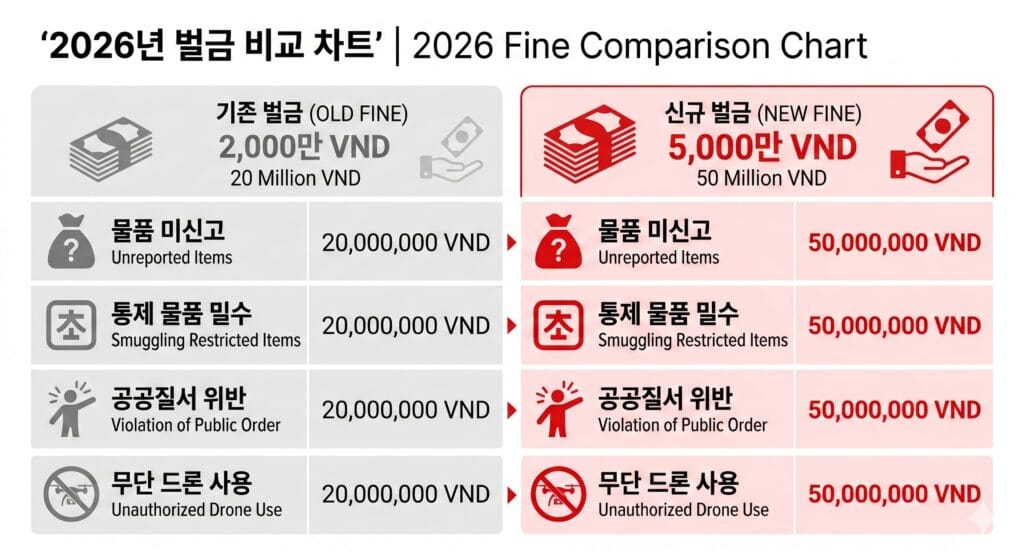 베트남 현금 신고 과태료 비교표 2026