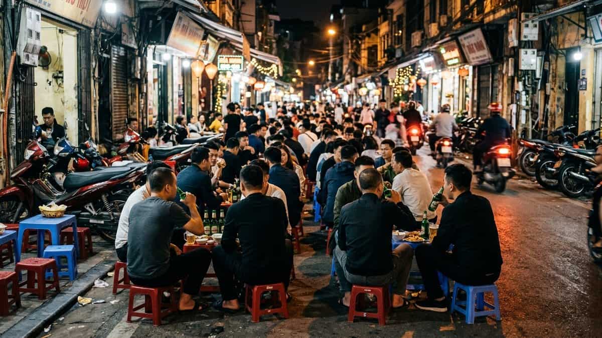 하노이 맥주거리 밤 풍경